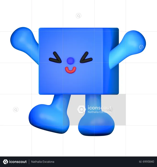 Forme de cube heureux  3D Illustration