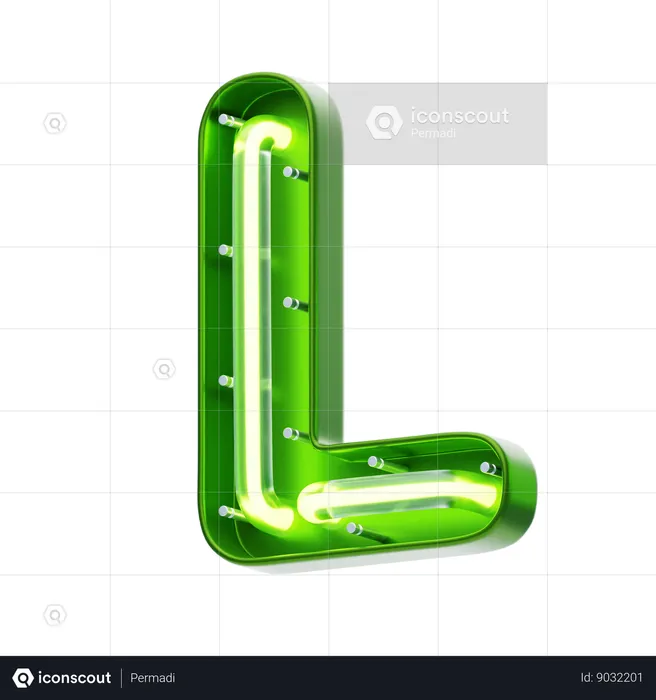 Texte néon en forme de lettre l  3D Icon