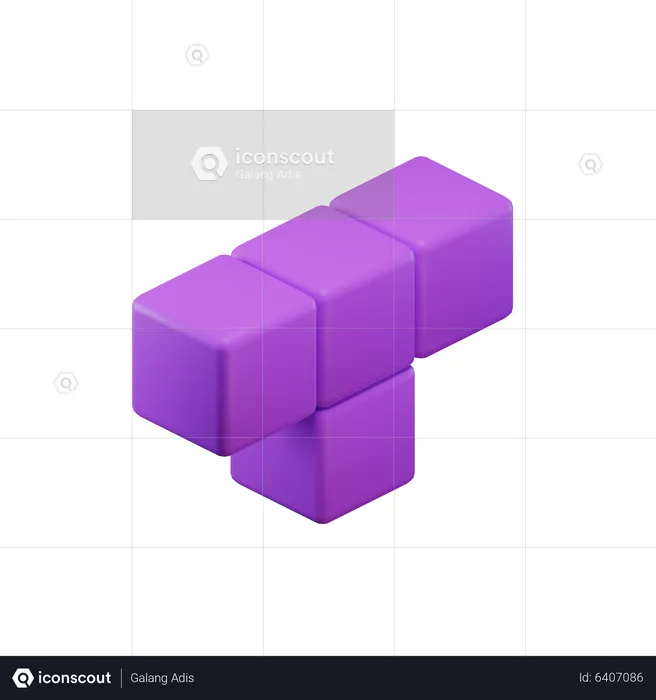 Bloc Tetris en forme de T  3D Icon