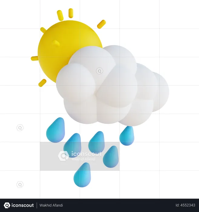 Forte pluie et soleil  3D Illustration