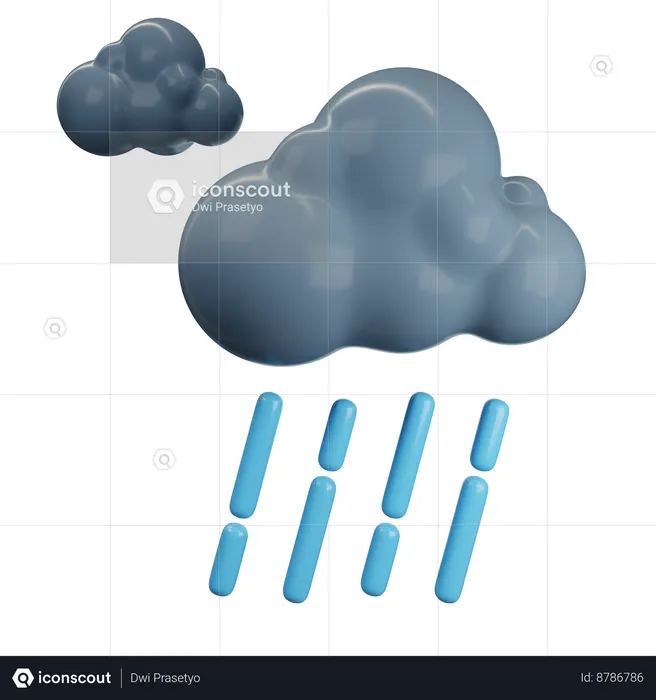 Forte pluie la nuit  3D Icon