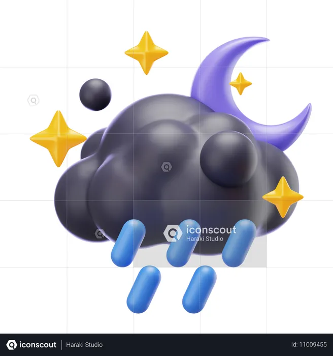 Forte pluie la nuit  3D Icon