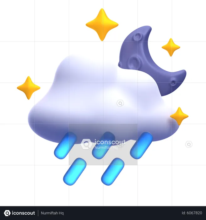 Forte pluie la nuit  3D Icon