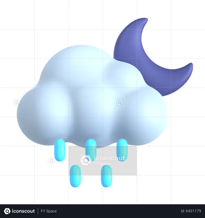 Forte pluie la nuit  3D Icon