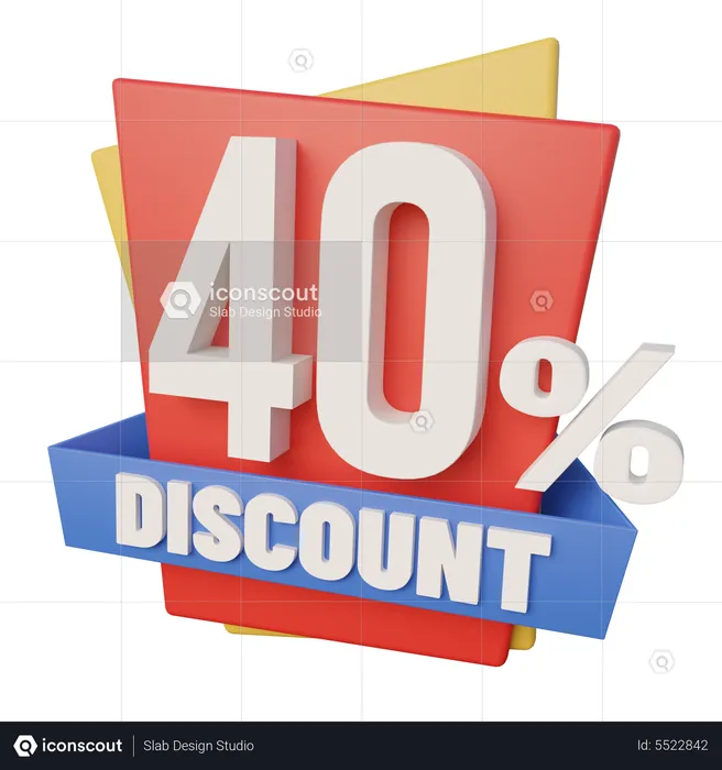 Forty Percent Discount 40 Percent Discount  3D Icon