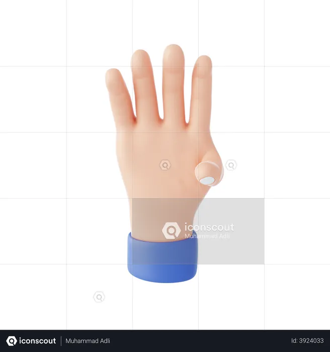 Four Finger Gesture  3D Illustration