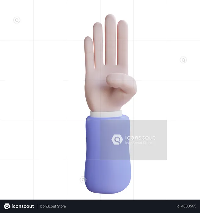 Four Finger Gesture  3D Icon
