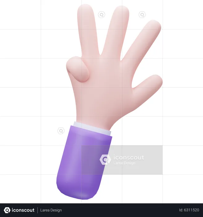 Four Finger Hand  3D Icon