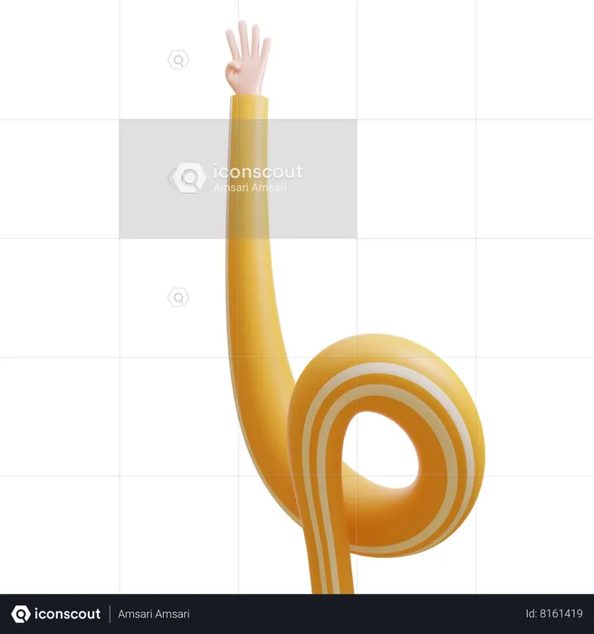 Four Finger Hand Gesture Emoji 3D Icon