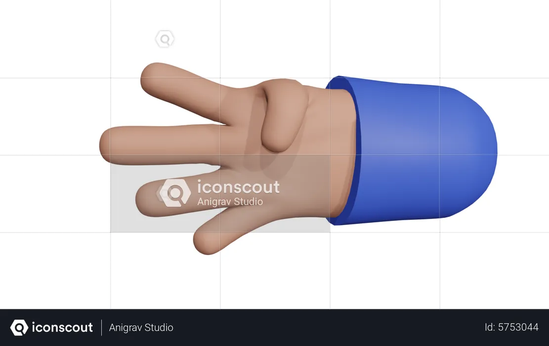 Four Fingers hand gesture  3D Icon