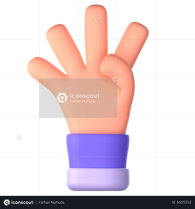 Four Fingers Hand Gesture  3D Icon