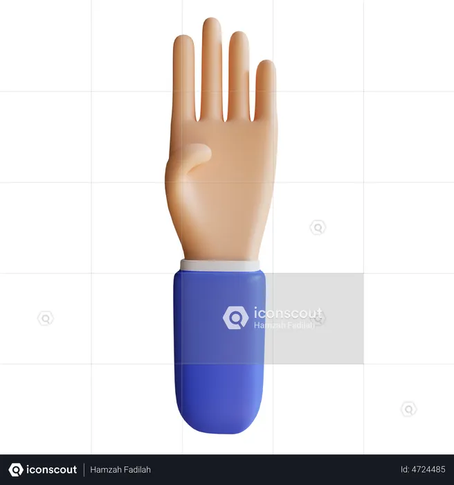 Four Fingers Hand Gesture  3D Illustration