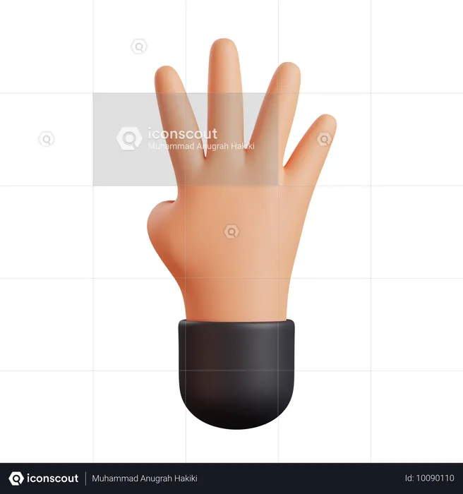 4つの手のジェスチャー  3D Icon