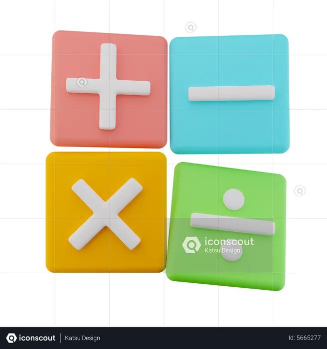 Four Mathematic Cube  3D Icon