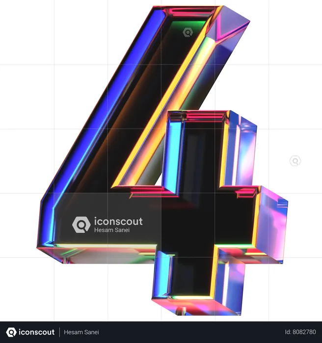 Four Number  3D Icon