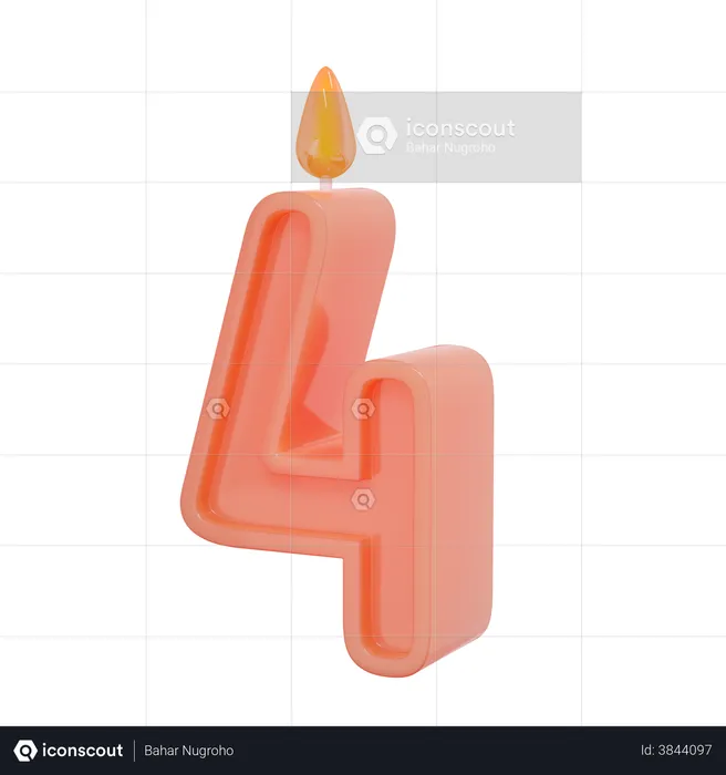 Four Number Candle  3D Illustration