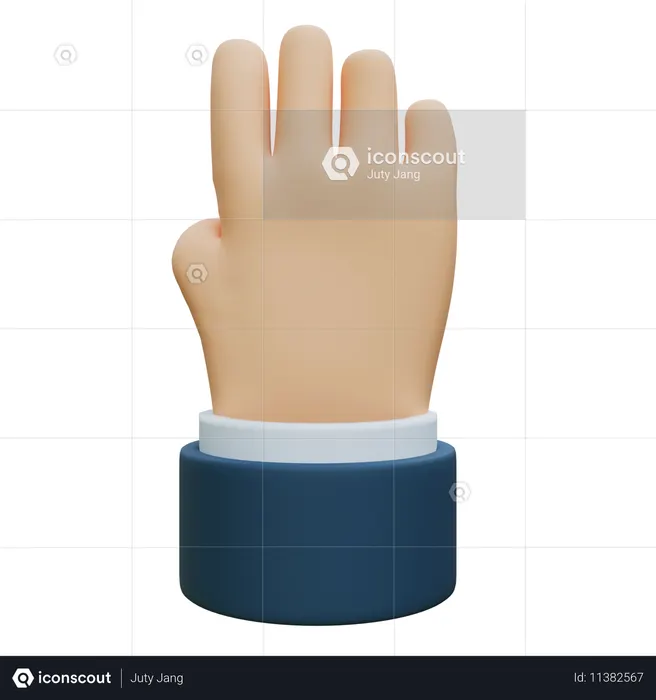Four Number Counting Finger Hands  3D Icon
