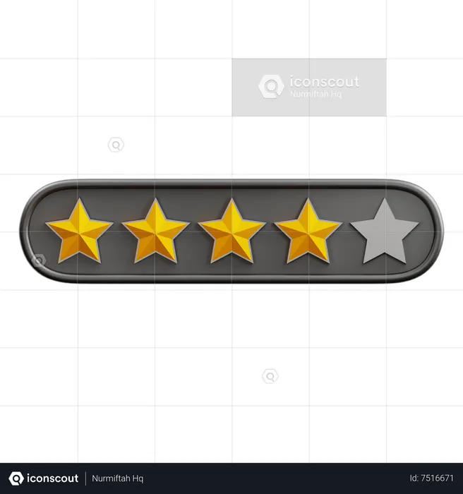 Four Of Five Star Rating  3D Icon