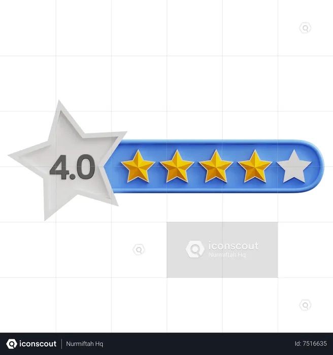 Four Of Five Star Rating  3D Icon