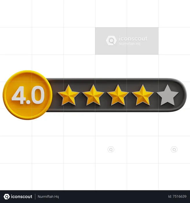 Four Of Five Star Rating  3D Icon