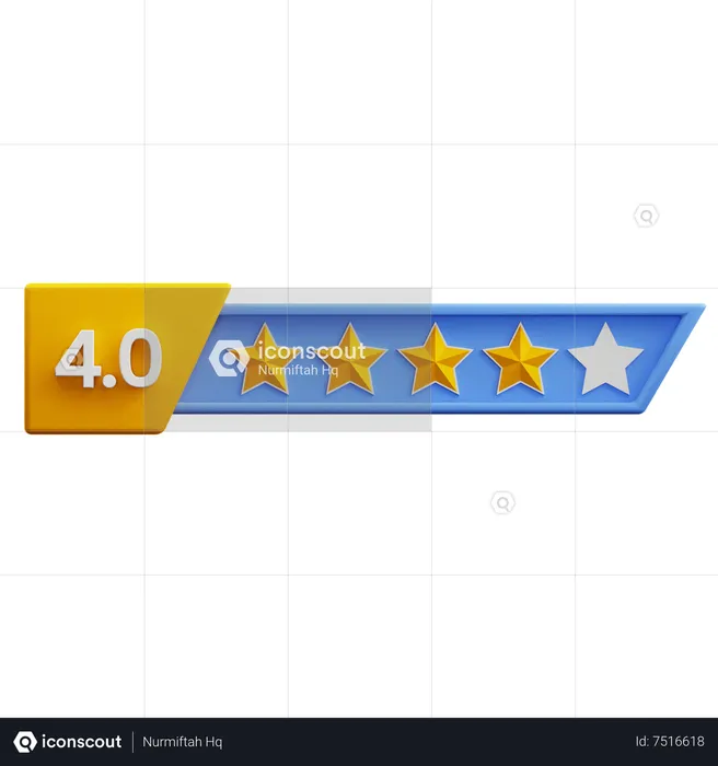 Four Of Five Star Rating  3D Icon