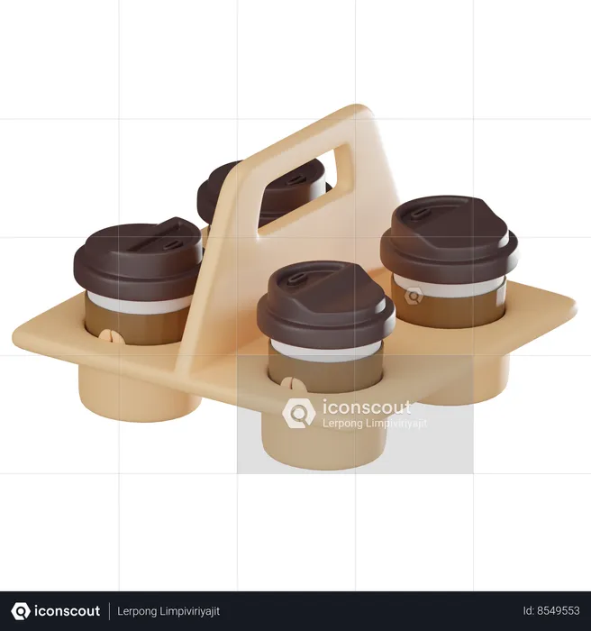Four Paper Cups  3D Icon