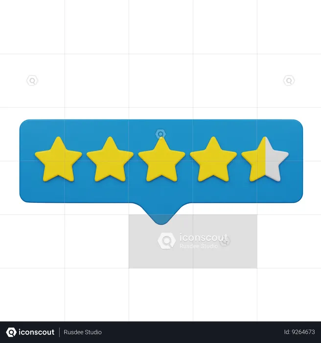 Four Point Five Rating Chat Label  3D Icon