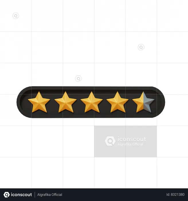 Four Point Five Star Rating 3D Icon download in PNG, OBJ or Blend format