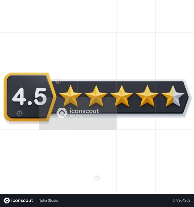 Four Point Five Star Rating 3D Icon download in PNG, OBJ or Blend format