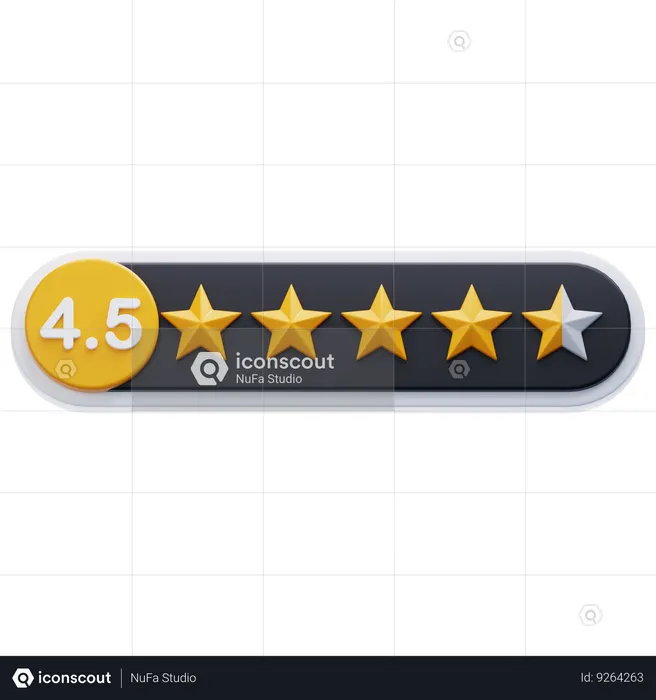 Four Point Five Star Rating  3D Icon