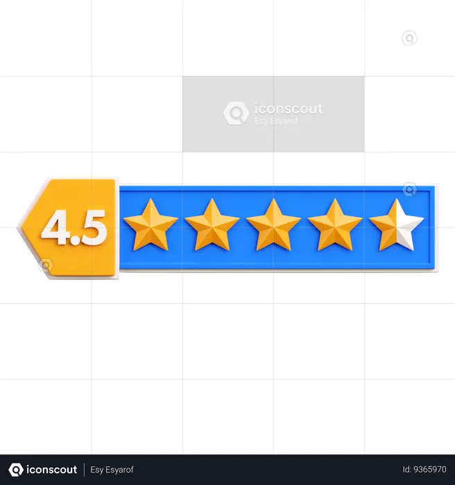 Four Point Five Star Rating 3D Icon - Sign & Symbols 3D Icons | IconScout