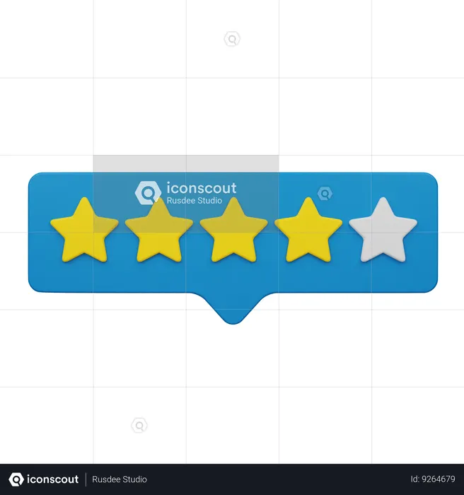 Four Rating Chat Label  3D Icon