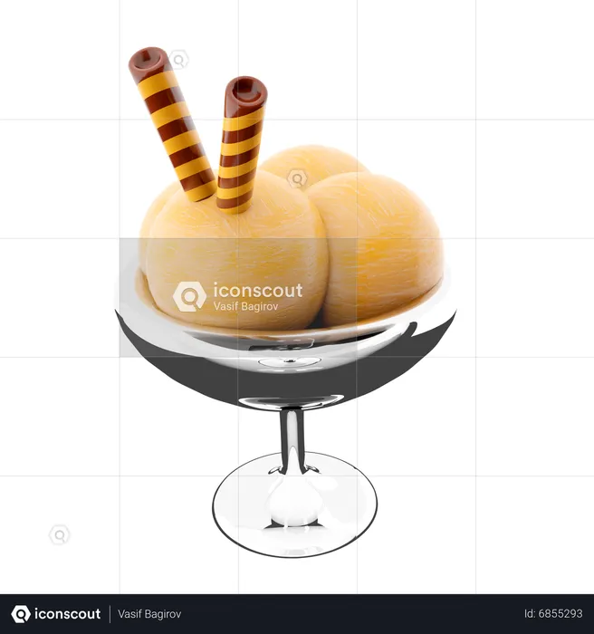 Four Scoops Of Ice Cream  3D Icon