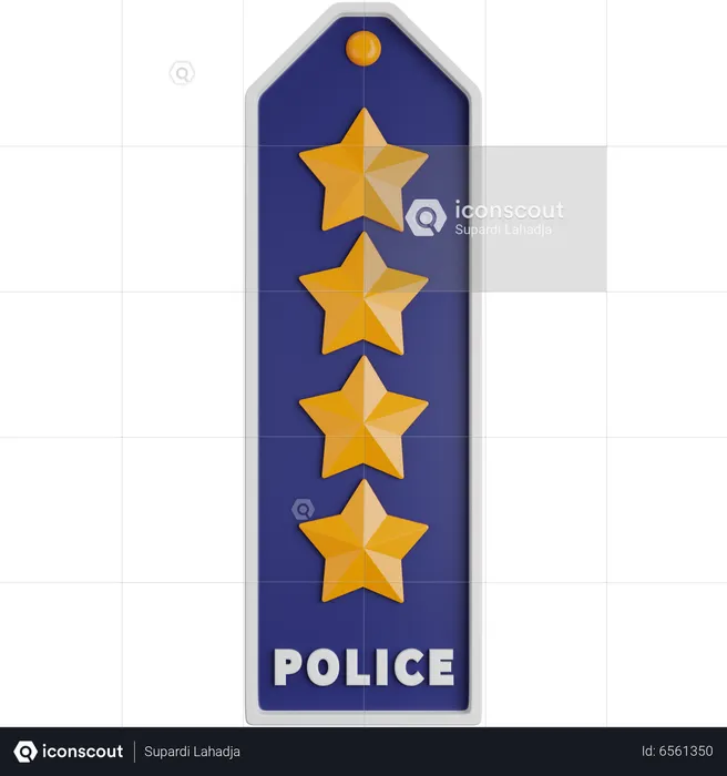 Four Star Police Rank  3D Icon