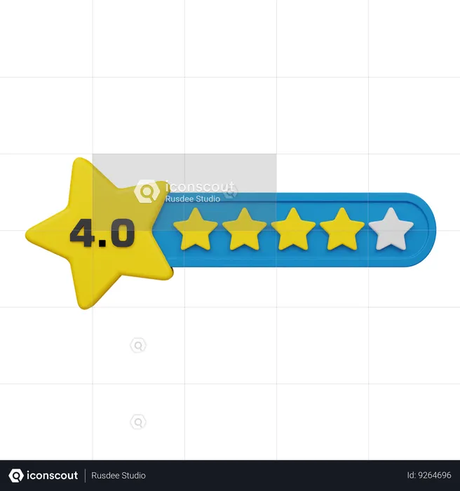 Four Star Rating Label  3D Icon