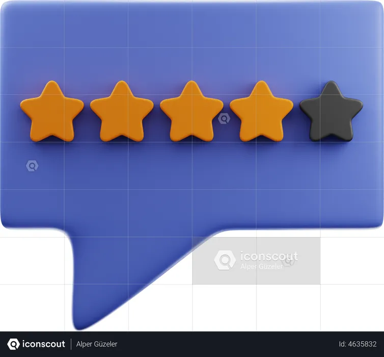 Four Stars Feedback  3D Illustration