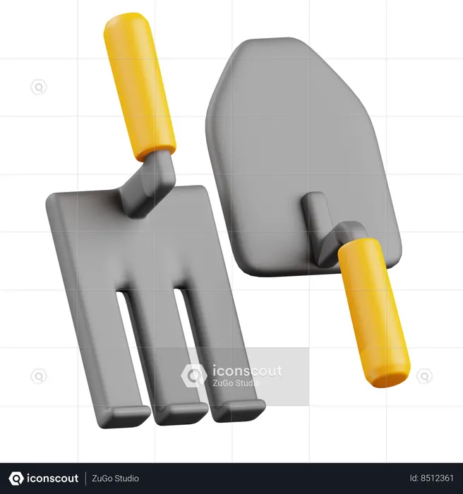 Fourchette et Scop de jardin  3D Icon