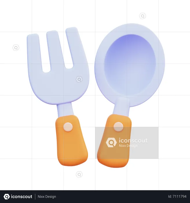 Fourchette et cuillère  3D Icon