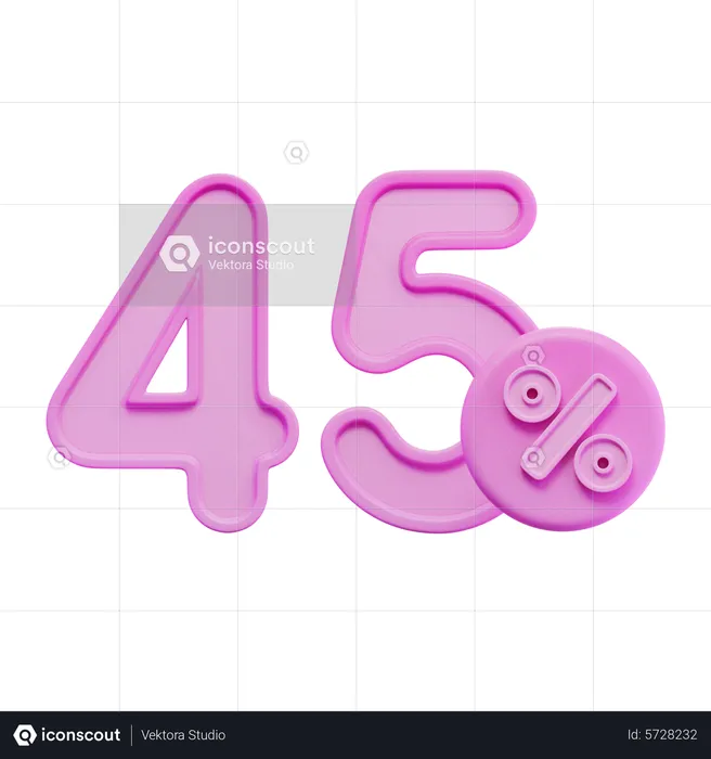 Fourty Five Percent 45 Percent  3D Icon