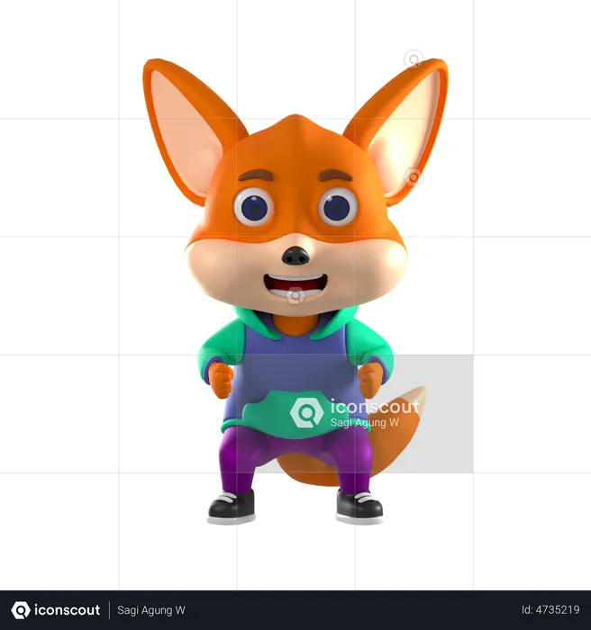 Fox Cute Pose  3D Illustration