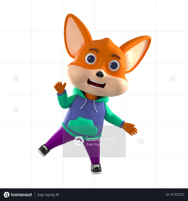 Fox Cute Pose  3D Illustration
