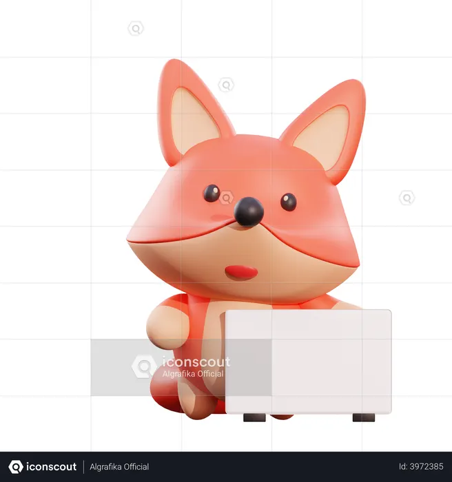 Fox Holding Placard  3D Illustration