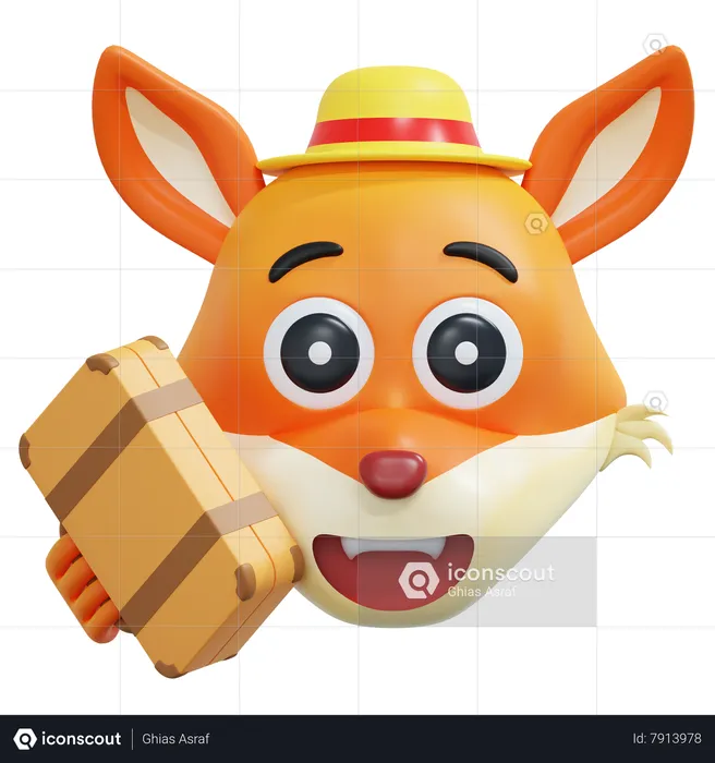 Fox Holding Travel Bag Emotico Emoji 3D Icon