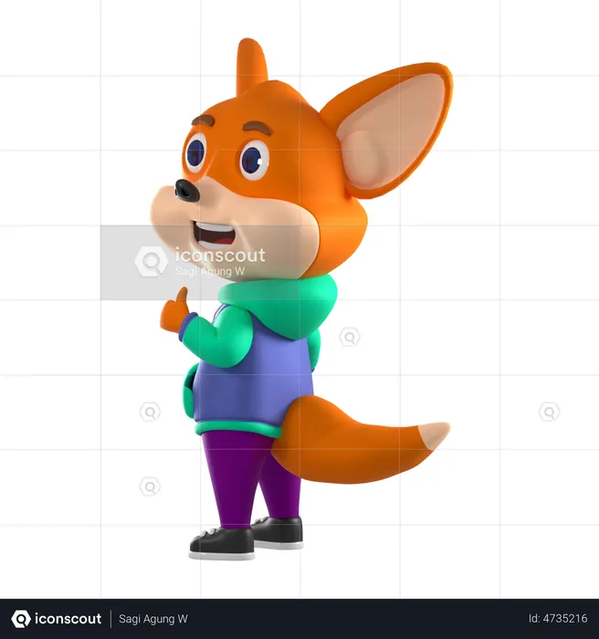 Fox In Like Pose  3D Illustration
