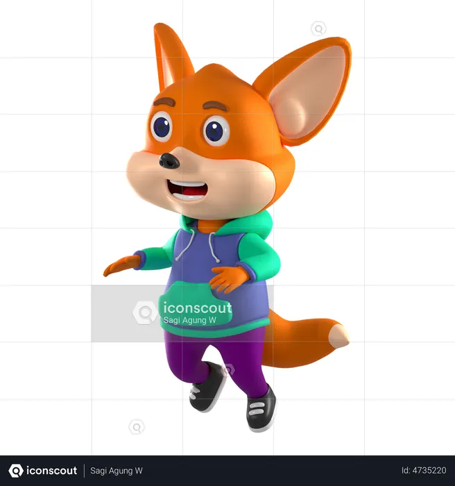 Fox Jumping Pose  3D Illustration
