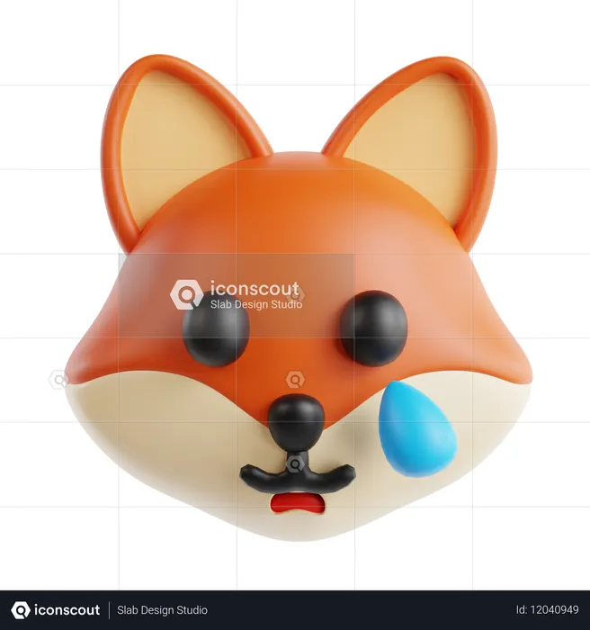 Fox Sad Face Emoji  3D Icon