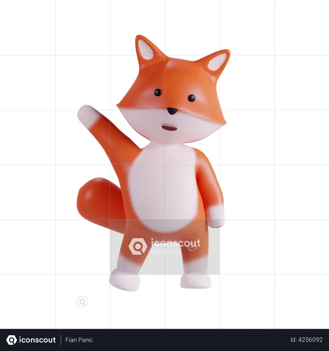 Fox Saying Hello  3D Illustration