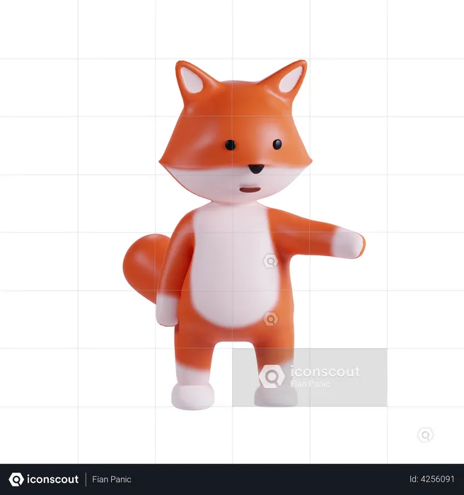 Fox Showing Something  3D Illustration