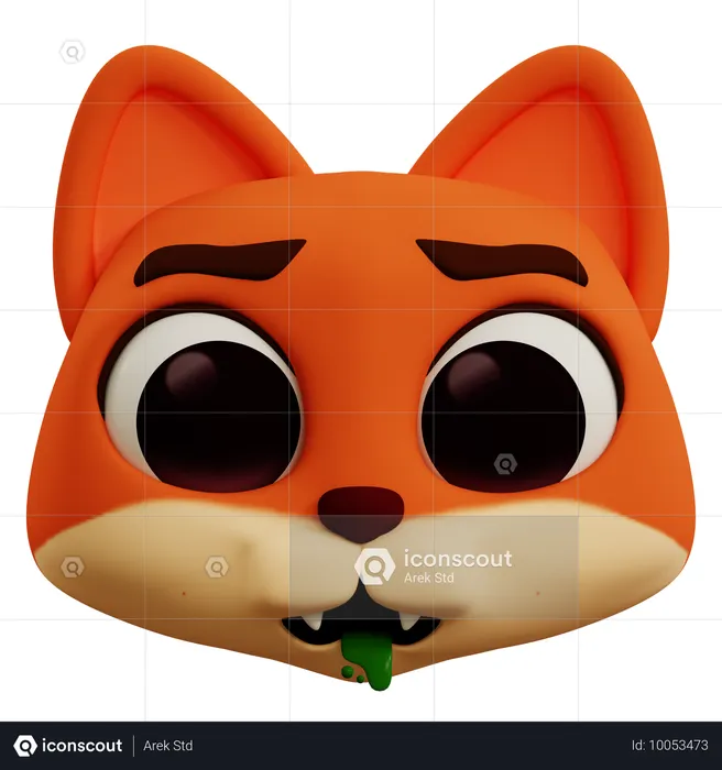 Fox Vomiting Emoticon Emoji 3D Icon