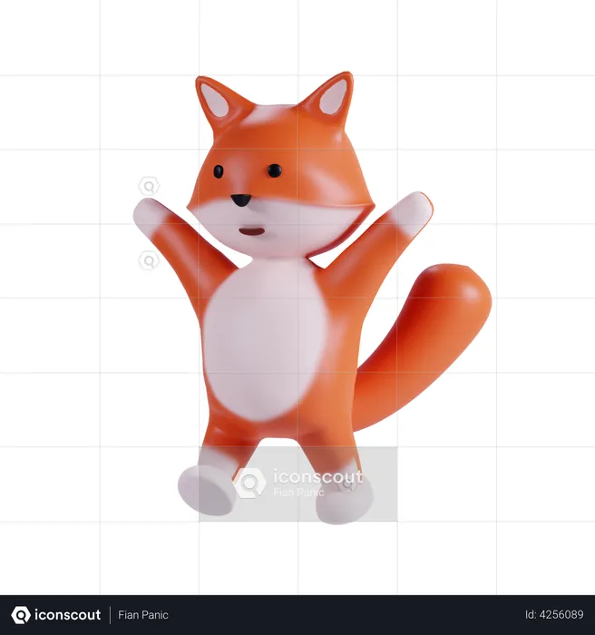 Fox Waving Hands  3D Illustration